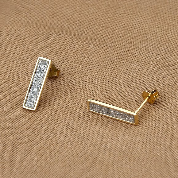 NEW Gold Plated Pave Studs, Gold Plated Sterling Silver Earrings, Hypoallergenic - Picture 5 of 9